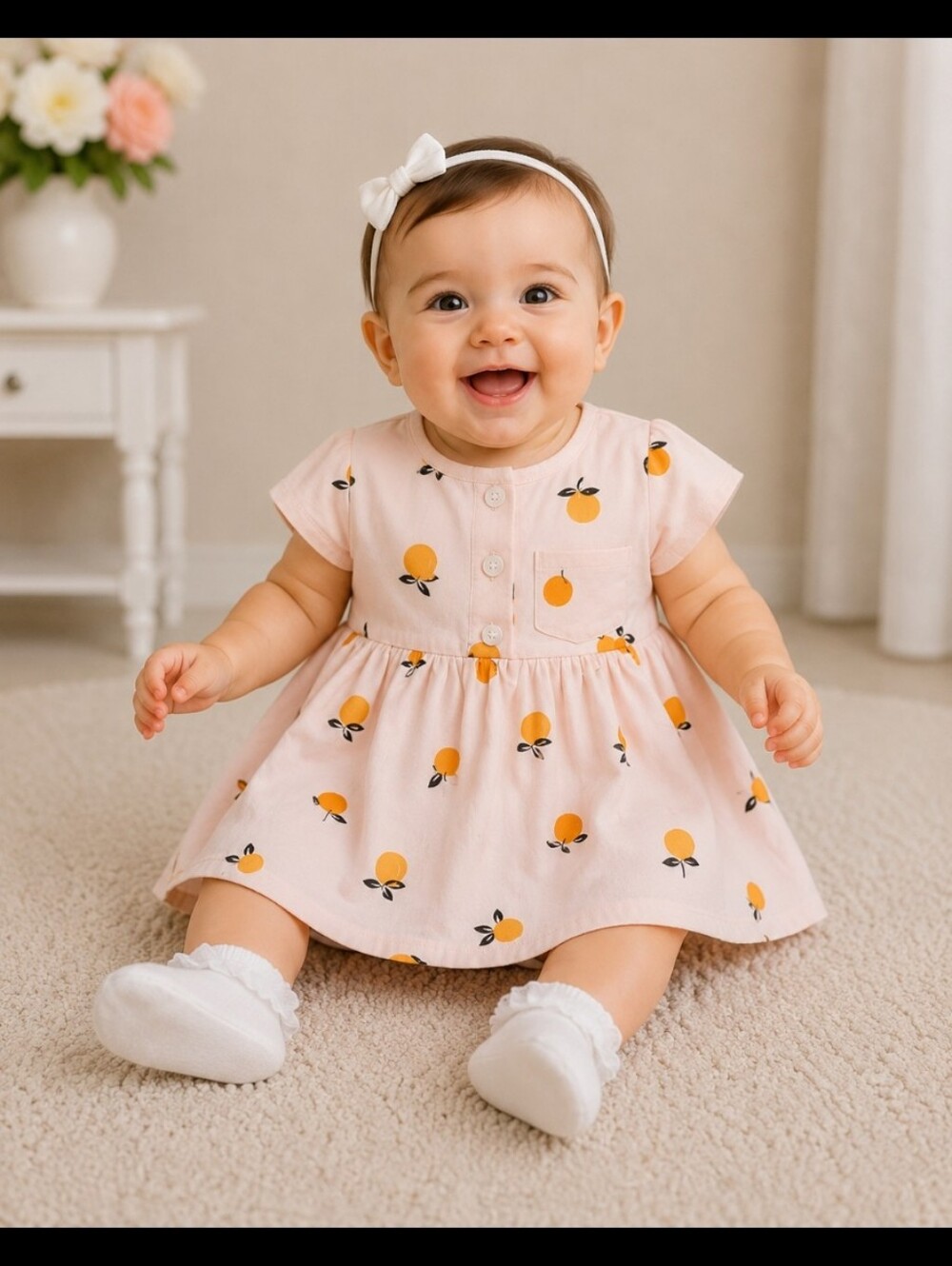 Summer Dress Fruit Paytern Button Back